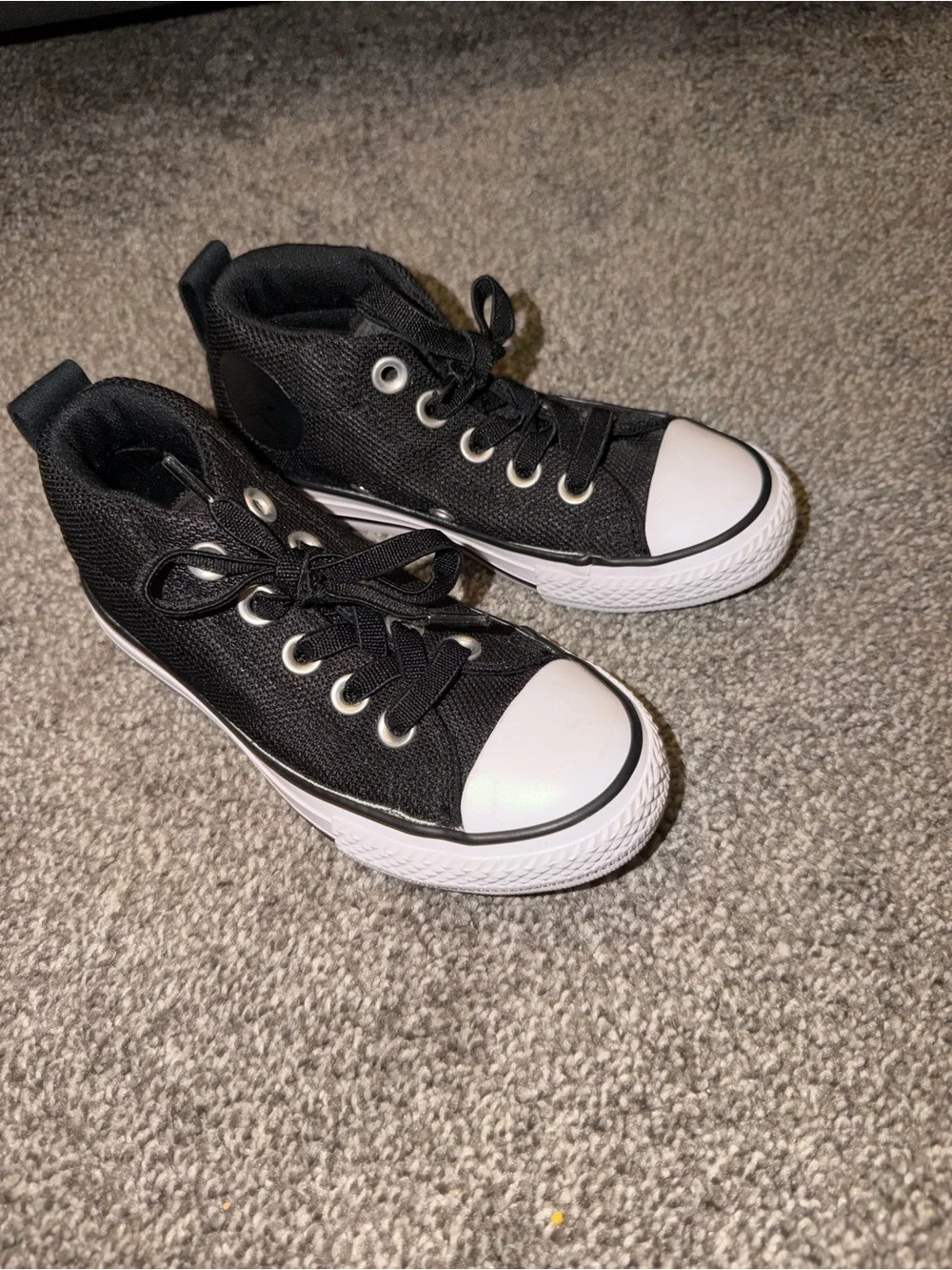 Converse Kids Black High-Top Sneakers with White Toe Cap